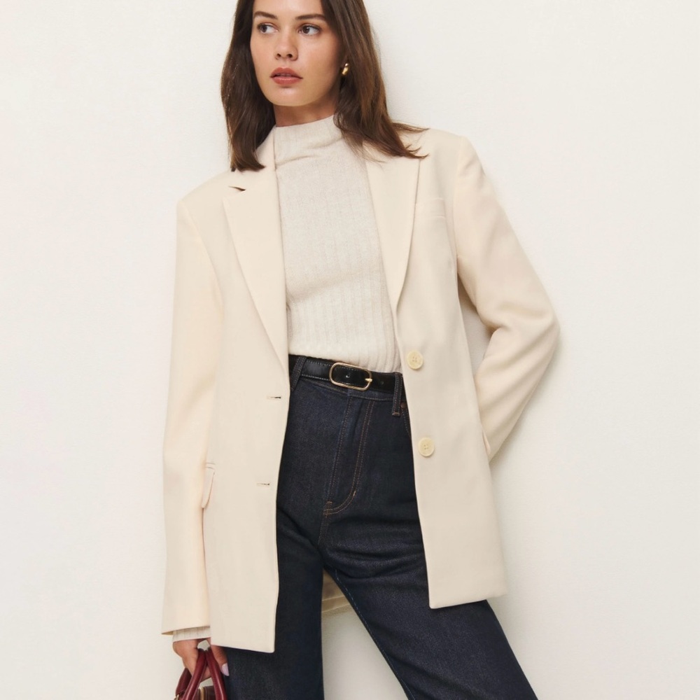 New Reformation horchata Cream James relaxed fit Blazer women’s size medium m